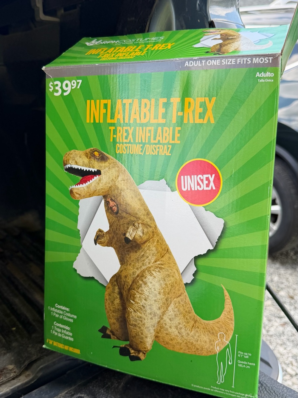 Inflatable T-Rex Costume - Unisex Brown Dinosaur Outfit